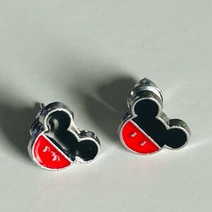 Mickey Mouse Red and Black Earrings. New.
